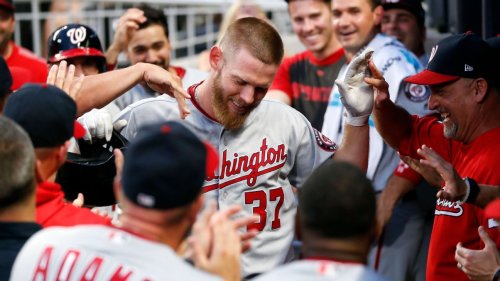 Strasburg gets 2 hits in one inning, including HR