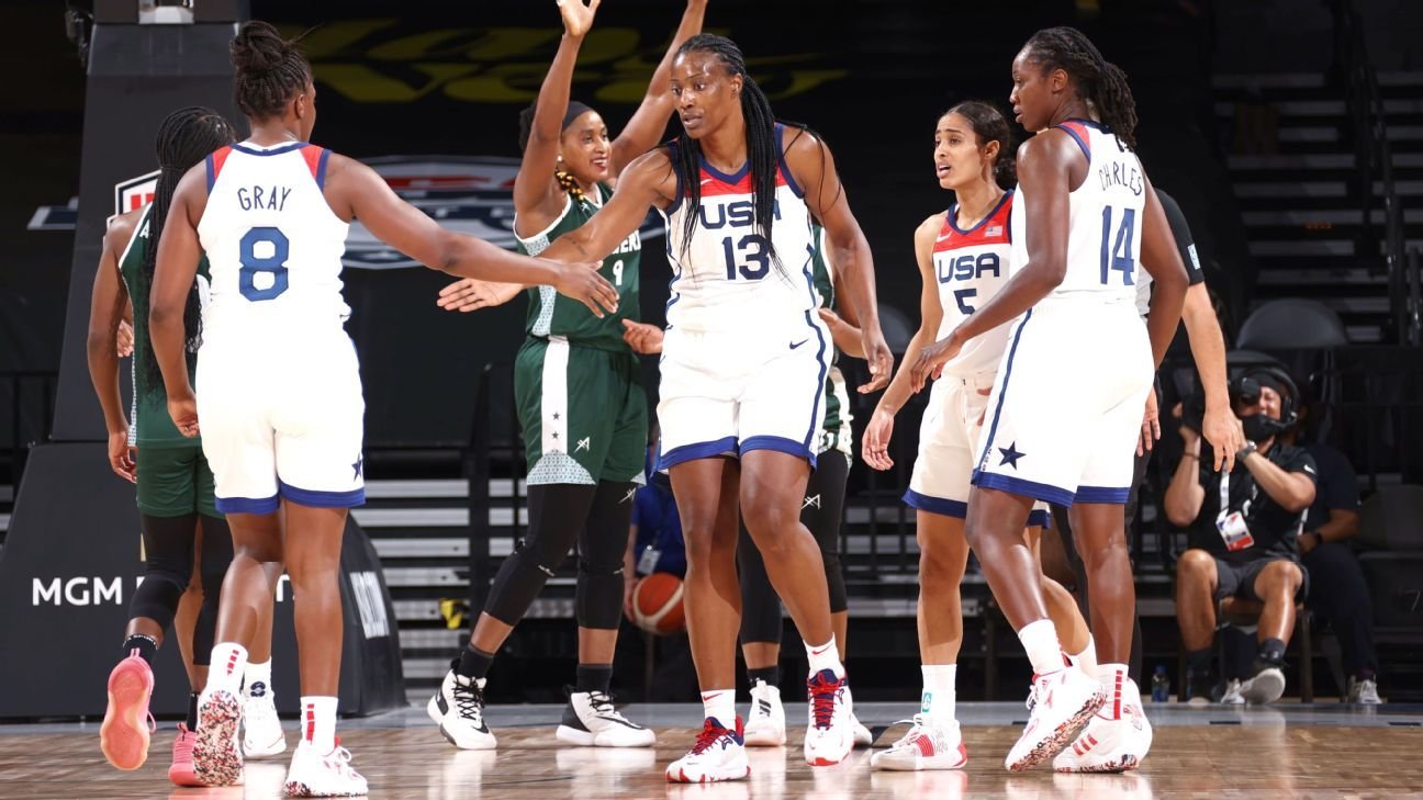 U.S. women’s basketball team earns first exhibition win, routs Nigeria