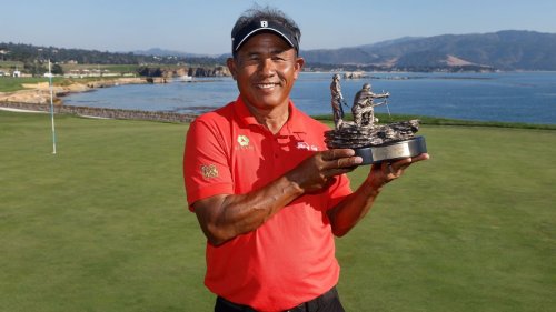 Thongchai Jaidee outlasts Justin Leonard in playoff to win Champions event at Pebble Beach