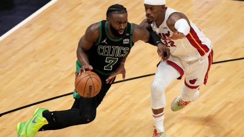 Jaylen Brown leads Celtics' second-half turnaround as Boston beats Miami Heat to reach brink of advancing to NBA Finals