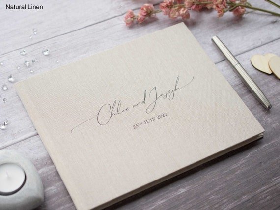 Simple personalized wedding guest book