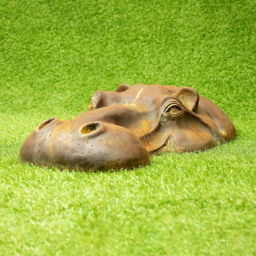 Hippo, Hippopotamus Large Head, Lawn Garden Ornament, Sculpture 22" Long, Detailed