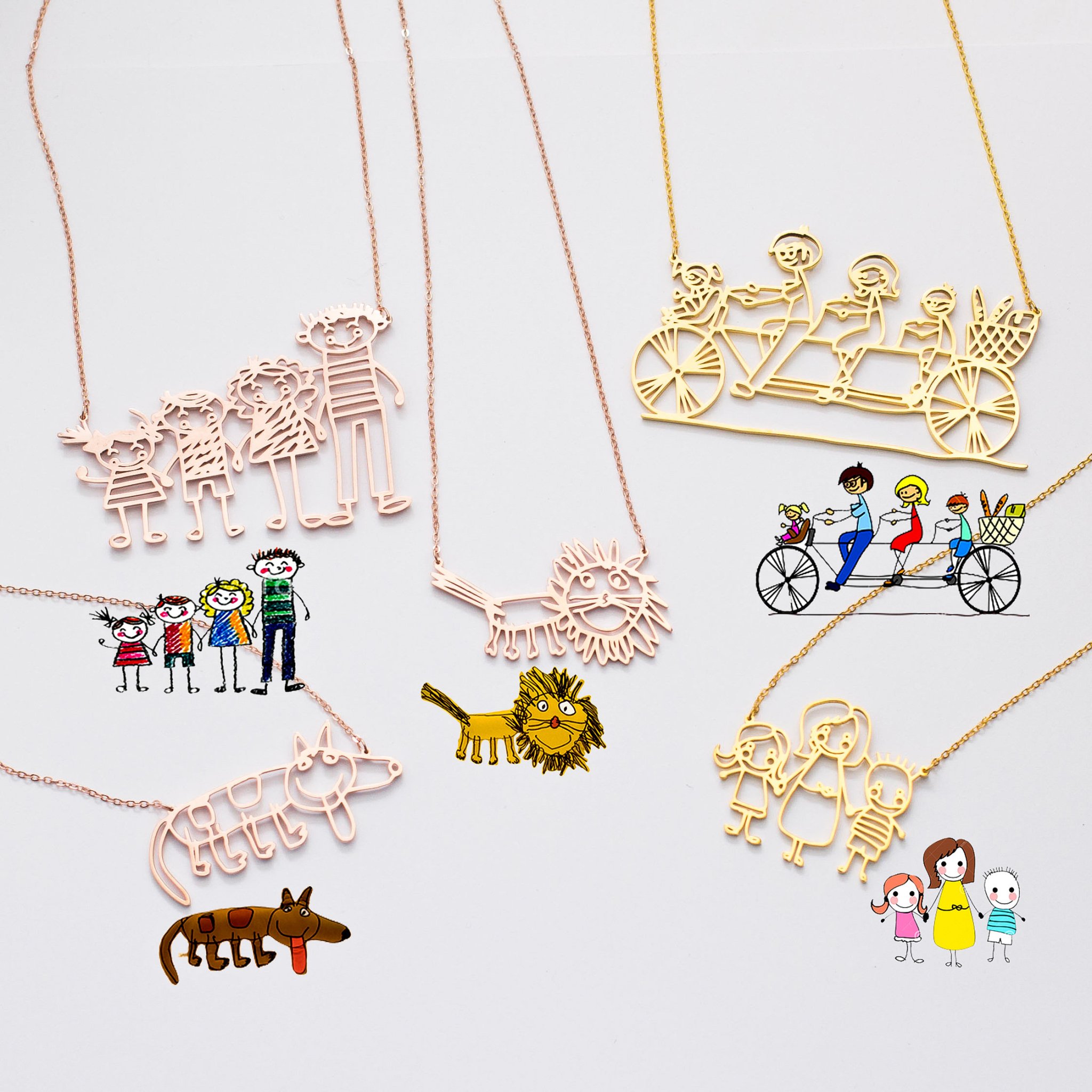 Necklace designed from children's drawings