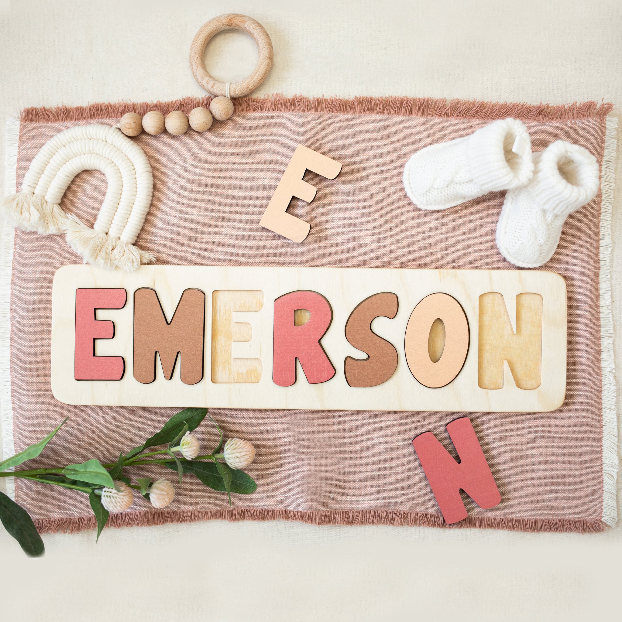 Wooden name puzzle for toddlers