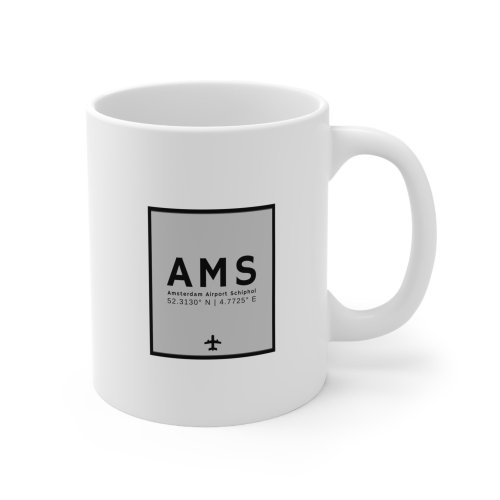 AMS Amsterdam Schiphol Airport Code Ceramic Mug 11oz - Etsy