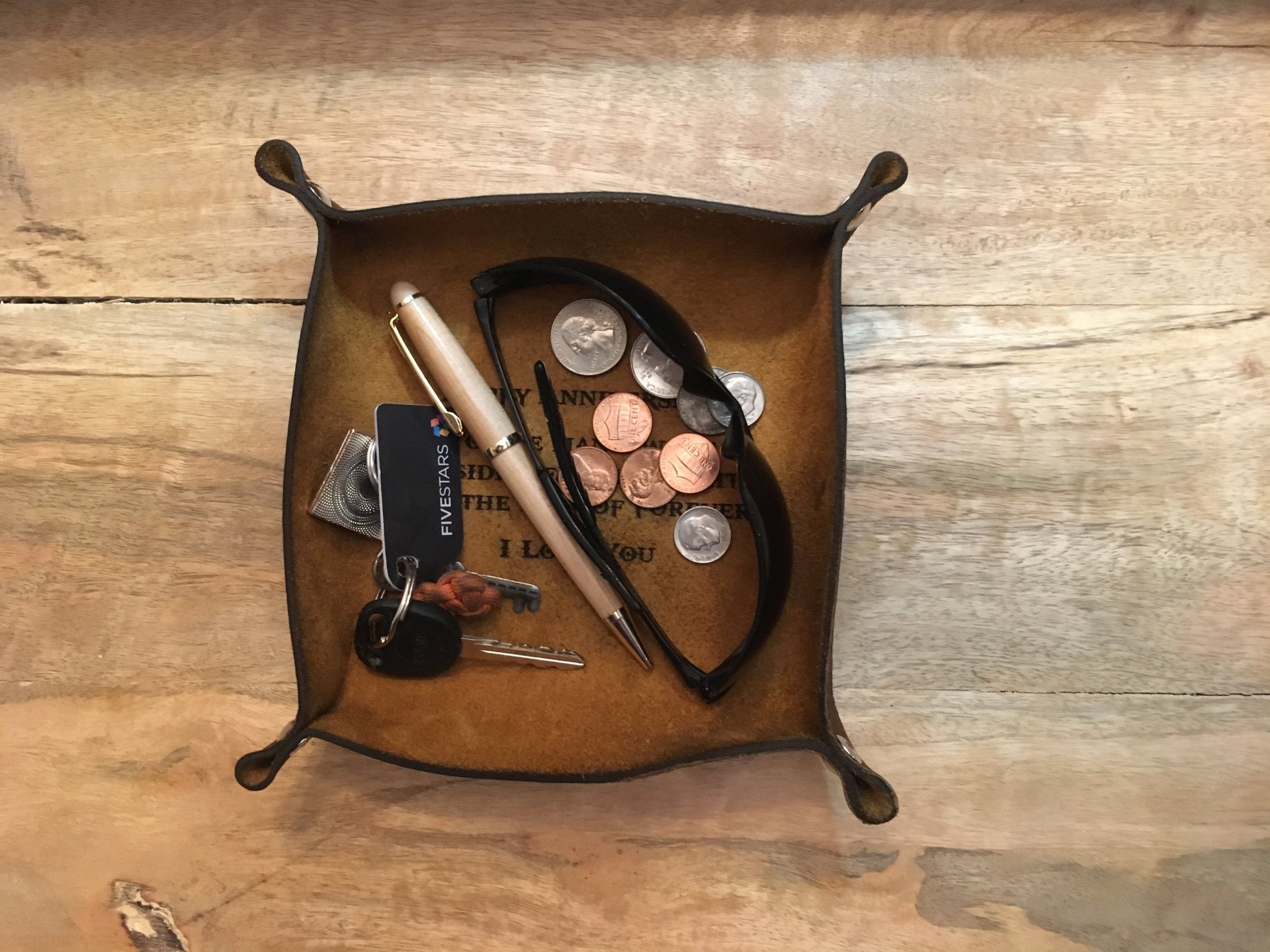 Personalized leather tray