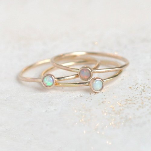 Gold Opal Ring. Birthstone Ring. Mothers Ring. ONE Dainty Stackable Ring. 14k Gold Filled. Engagement Ring. Stacking Ring. Mothers Day Gift. - Etsy