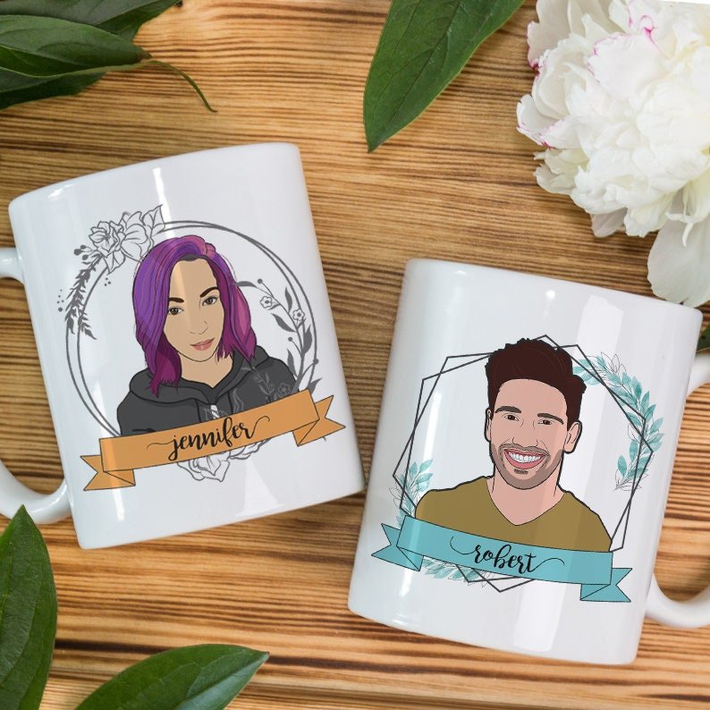 Custom couple portrait mug