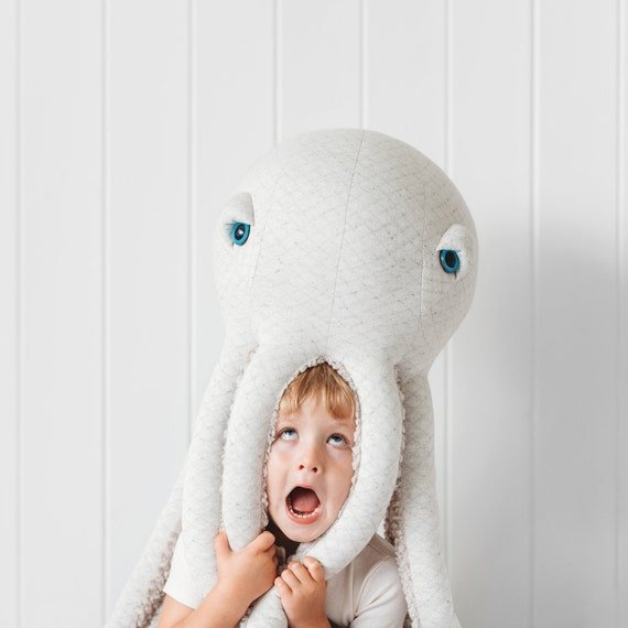 Big albino octopus handmade plush toy