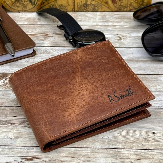 Monogrammed leather wallet