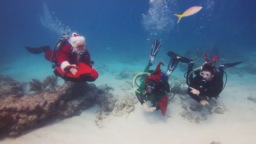 بابا نوئل امسال به جای پرواز، زیر دریا غواصی کرد