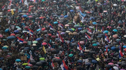 Tens of thousands gather in Belgrade demanding justice over deadly train station awning collapse