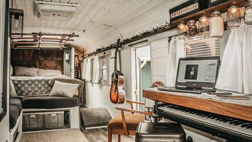 Take a look inside the school bus converted into a tiny home