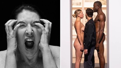 Marina Abramović invite les visiteurs à se faufiler entre des mannequins nus