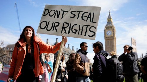 Trans activists rally in London, following UK ruling over definition of women