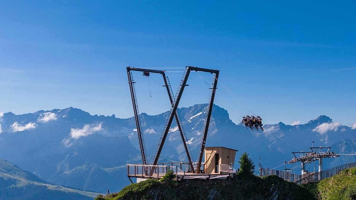 ‘Like a bird flying’: You can now soar on a giant swing over the Swiss Alps