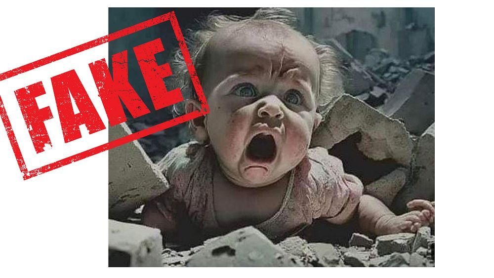 Israel-Hamas War: This viral image of a baby trapped under rubble turned out to be fake