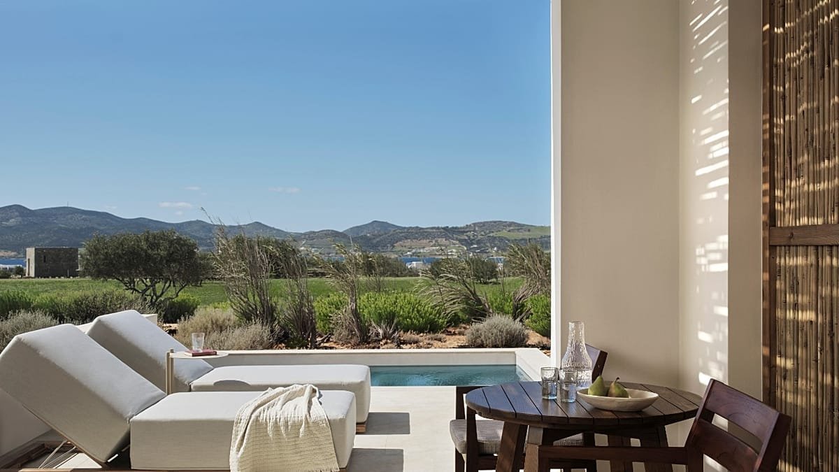 Every room in this new boutique hotel in Paros has a private pool or a Jacuzzi