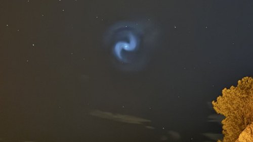 What was the glowing blue spiral seen in the night sky above Europe?