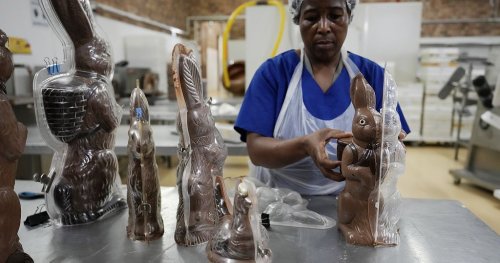 Chocolate factory pumps out stock at frantic pace to meet the Easter weekend demand