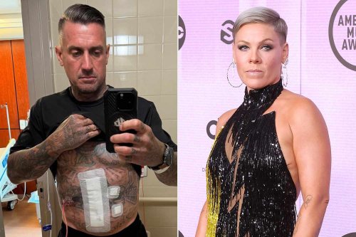 Carey Hart apologizes to wife Pink for major intestinal injury he suffered in crash: 'Welp, I ran out of talent'