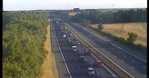 Live as miles of traffic builds up on the A1(M) in North Yorkshire following collision