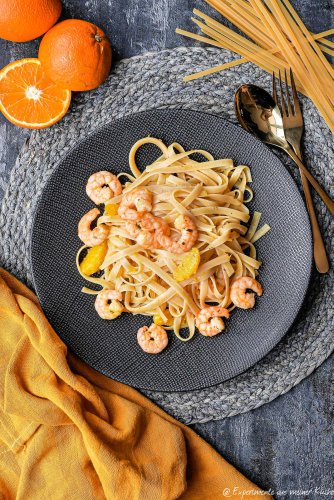 Nudeln mit Garnelen in Orangensauce - Experimente aus meiner Küche
