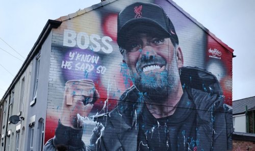 Rangers fans deface murals of three Liverpool heroes