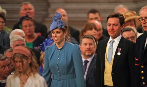 Princess Beatrice wraps up in colourful coat
