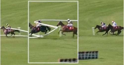 Punchestown Festival chaos as horses and jockeys smash into railing