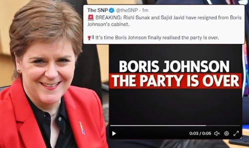 Sturgeon twists knife as SNP brutally mock Boris after resignations 'The party is over'