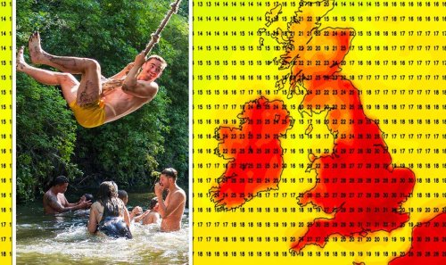 UK hot weather: New maps turn BLOOD red in 41C heat as Britain to sizzle for FOUR weeks