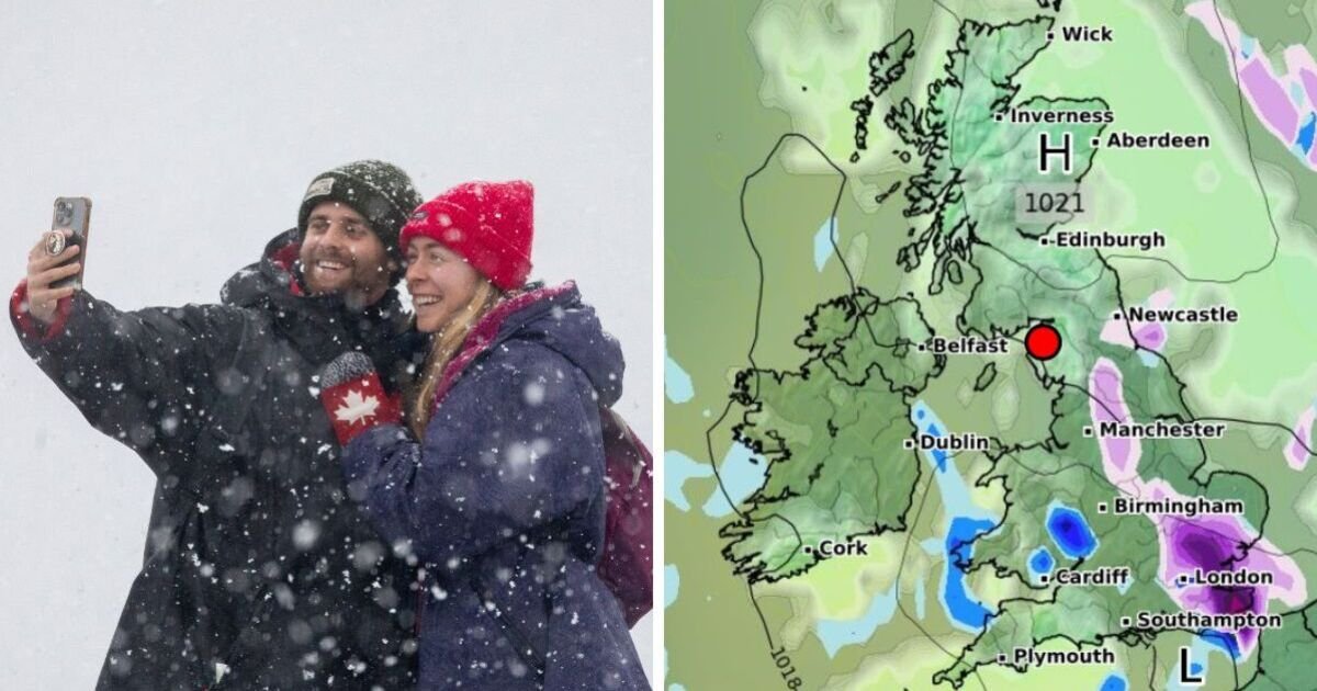 UK weather maps turn purple as 500-mile snow bomb batters Britain