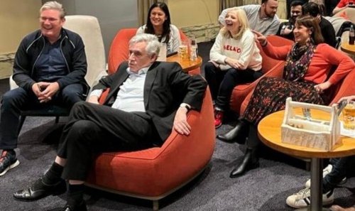 Gordon Brown appears gutted as England's Three Lions smash Senegal