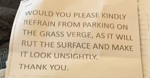 'I'll park where I want' - driver posts furious note through door after row