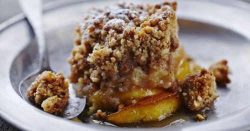 Air fryer apple crumble recipe is super easy and is made using 5 ingredients