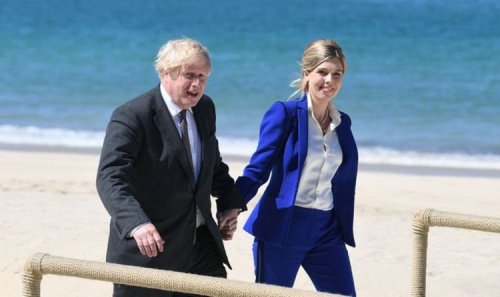 Carrie Johnson shows off her style prowess in Tory-blue trouser suit
