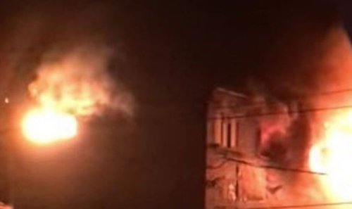 Terrifying fireball erupts as massive blaze rips through UK town – police lock down area