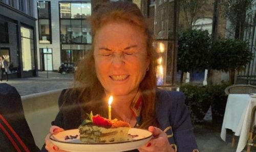 Sarah Ferguson shuts her eyes with glee as she releases private birthday pictures