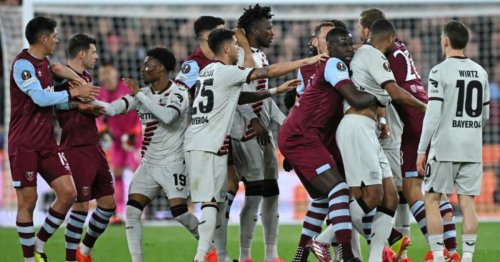West Ham and Bayer Leverkusen in angry mass brawl after double red card