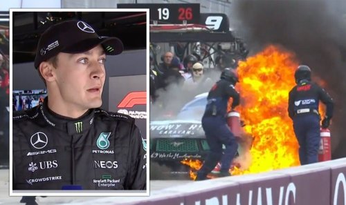 George Russell lost for words after huge fireball at Australian GP
