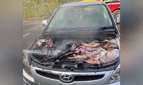 Car erupts into flames after driver uses blankets to keep battery warm