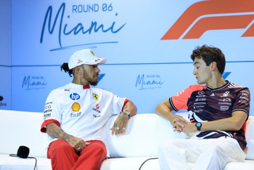 George Russell reacts as F1 25 ratings place Lewis Hamilton sixth on the grid, ‘what?’