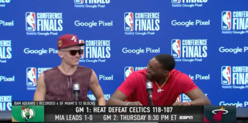Bam Adebayo Could Not Stop Laughing At Tyler Herro’s Post-Game Fit, Rolled Up His Sleeves To Match Him
