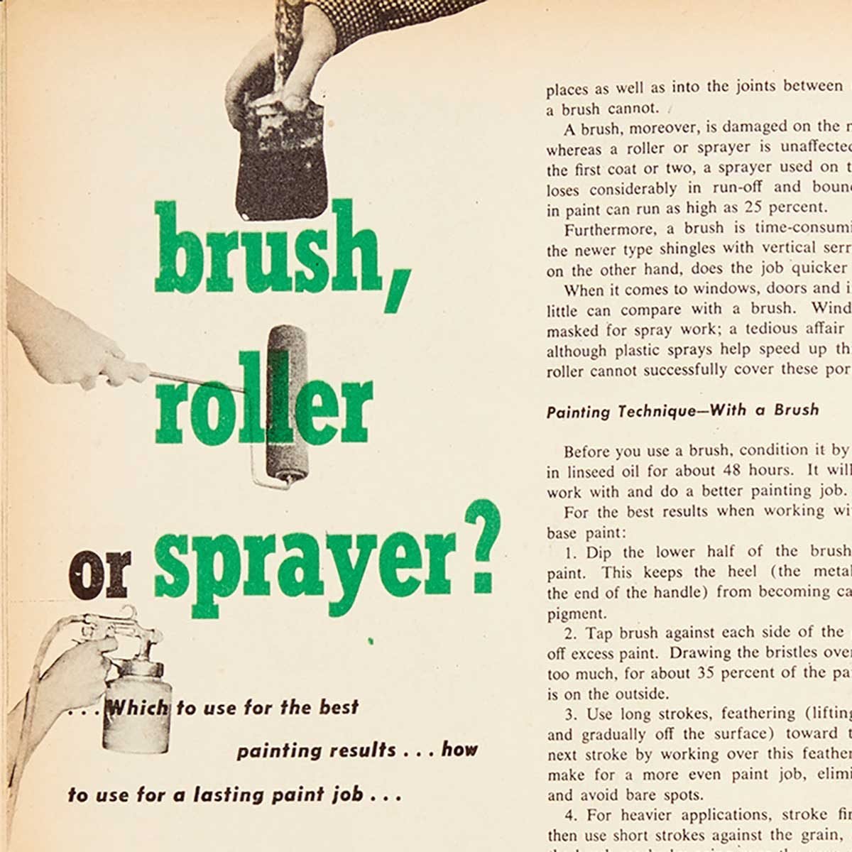 1953 Family Handyman Feature: Brush, Roller or Sprayer?