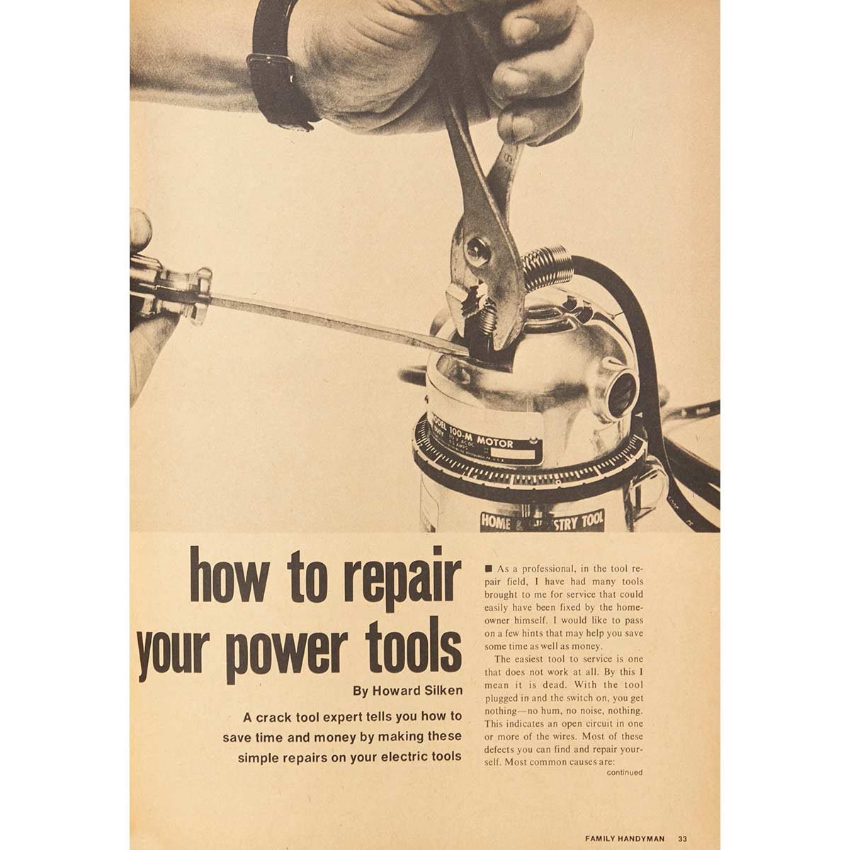 Vintage Family Handyman Feature from 1970: How to Repair Your Power Tools