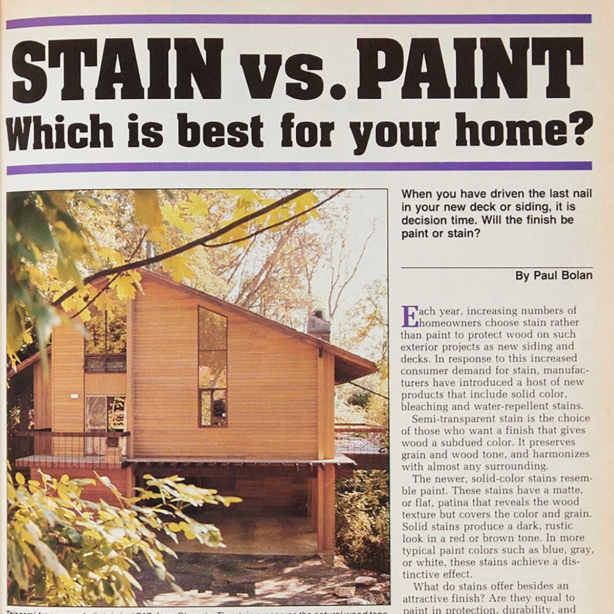 1982 Family Handyman Feature: Stain vs. Paint?