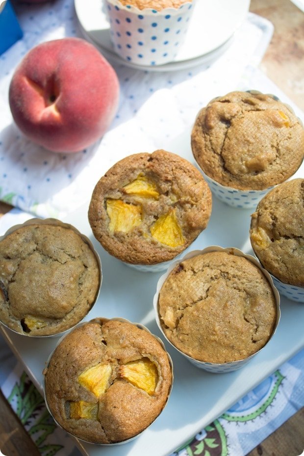 Healthy Peach Muffins (Vegan + Gluten Free) - Healthy Breakfast