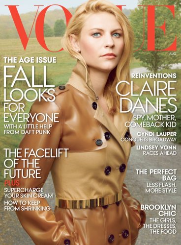 Claire Danes Fronts Vogue US August 2013 Cover in Burberry – Fashion Gone Rogue