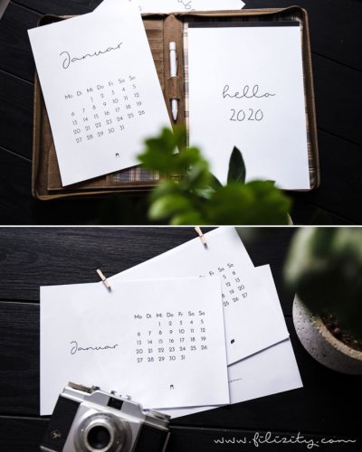 Minimalistischer Wand- & Tisch-Kalender 2020 – Druckvorlage
